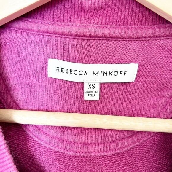 Rebecca Minkoff Dark Pink French Terry Cotton Balloon Sleeve Sweatshirt Size XS - Picture 2 of 6